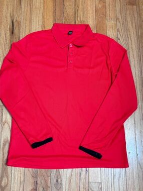 Manfinity Men’s Red Long Sleeve Polo Shirt Size L
